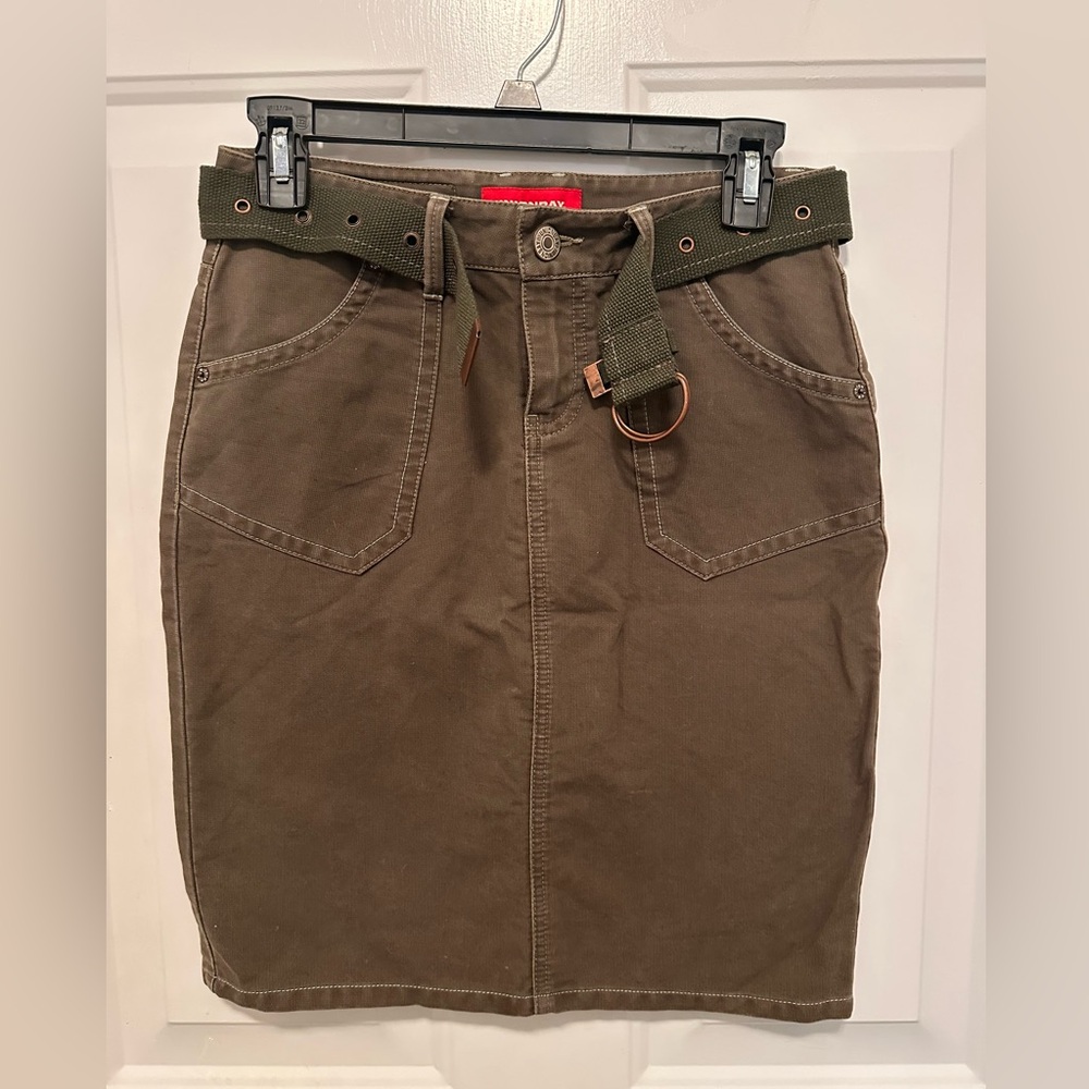 UNIONBAY Olive Utility Pencil Skirt with Web Belt